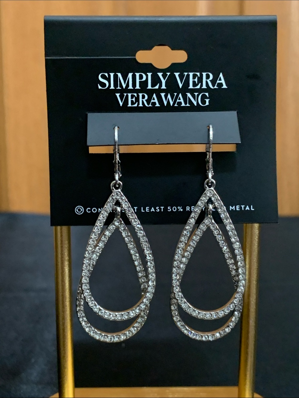 NWT Simply Vera Vera Wang silver tone clear stone earrings